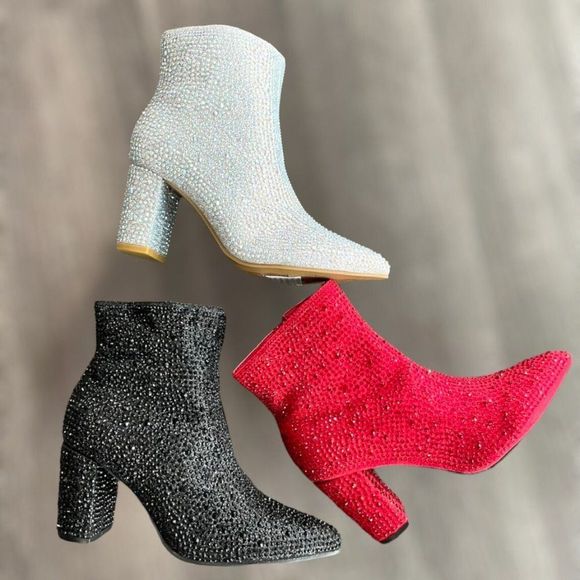 Rhinestone Booties-Silver - Picture 10 of 11